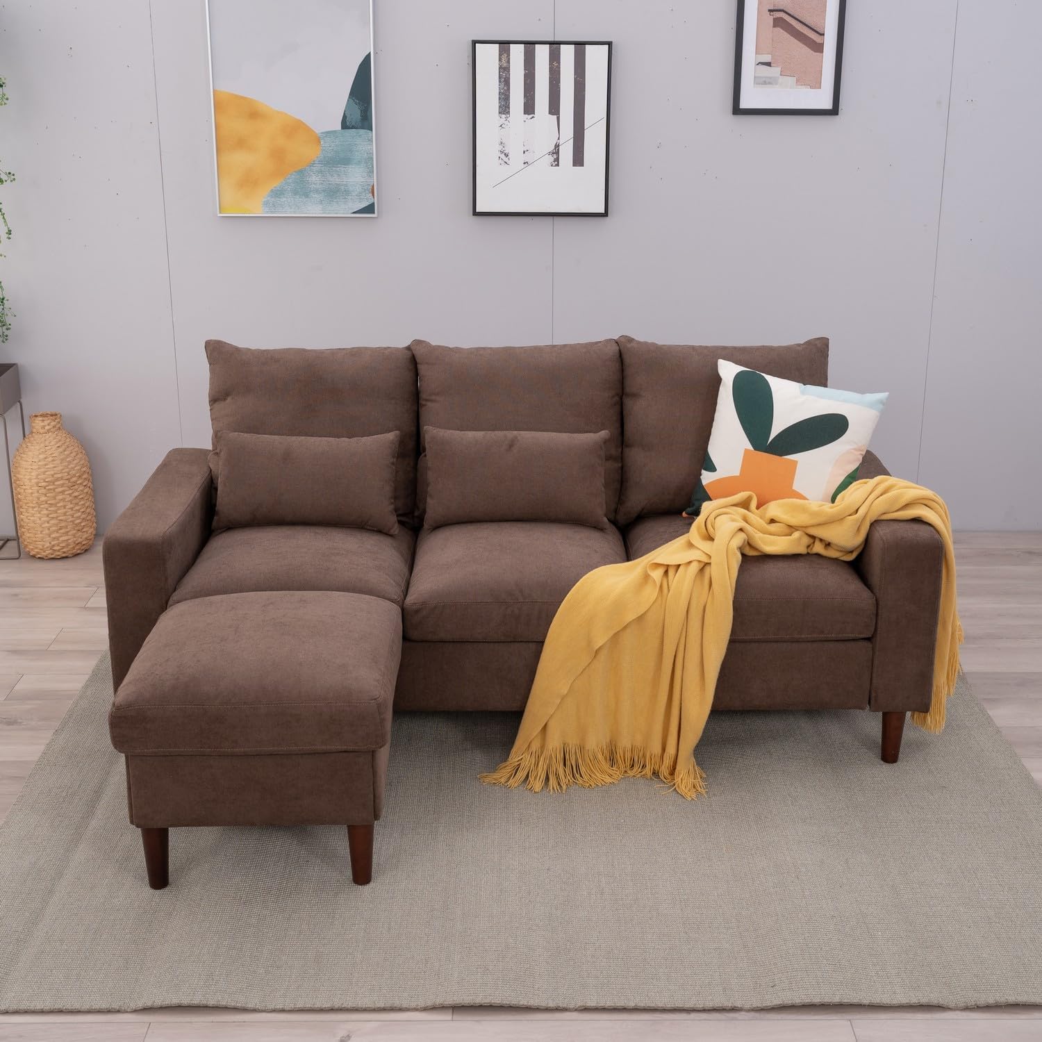 Convertible Sectional L-Shaped Fabric Sofa C136713