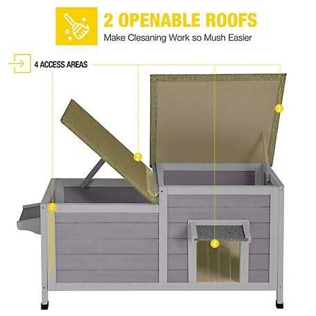Feral Cat Shelter 2-Room Outdoor Cat House M72455
