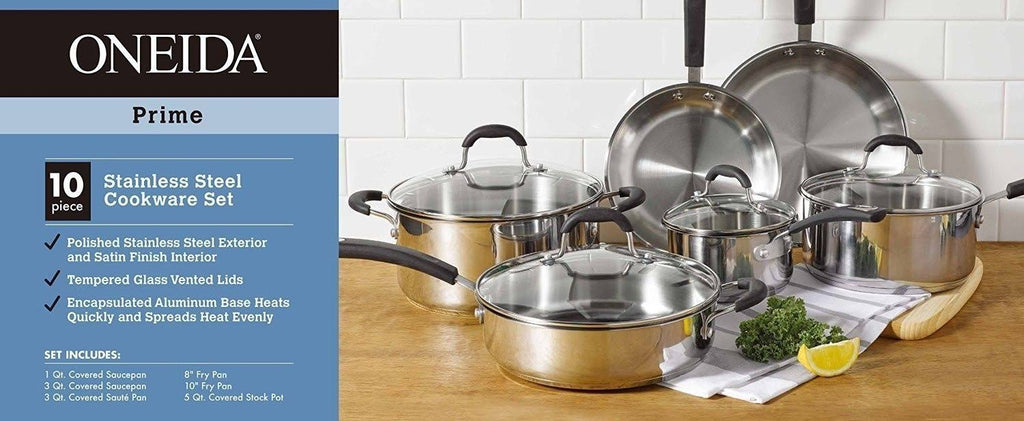 10-Piece Stainless Steel Cookware Set with Glass Lids C375724