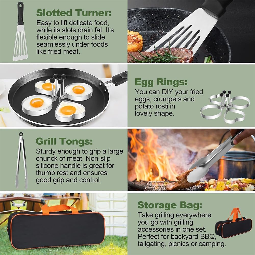 30PCS Flat Top Grill Accessories Set with Spatulas, Basting Cover, Scraper M574499