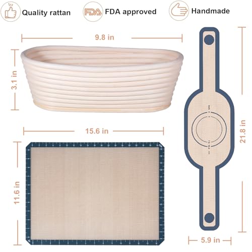 Set of 8 Oval Rattan Bread Proofing Basket U3951