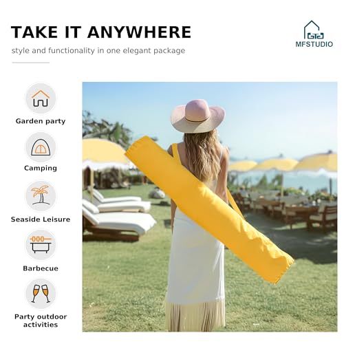 7ft Beach Umbrella with Fringe, UPF50+, Carry Bag V462
