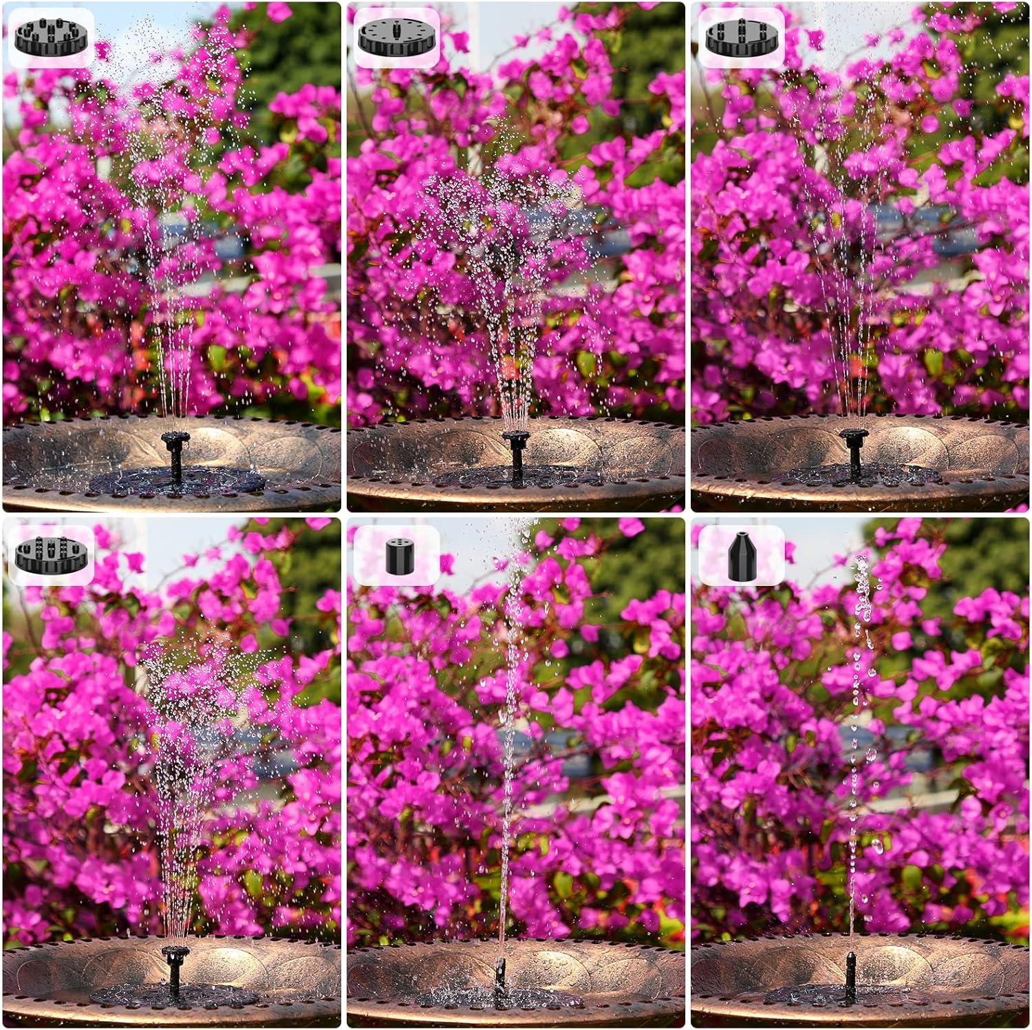3.5W Solar Fountain Pump with 1500mAh Battery and 6 Nozzles Z764912