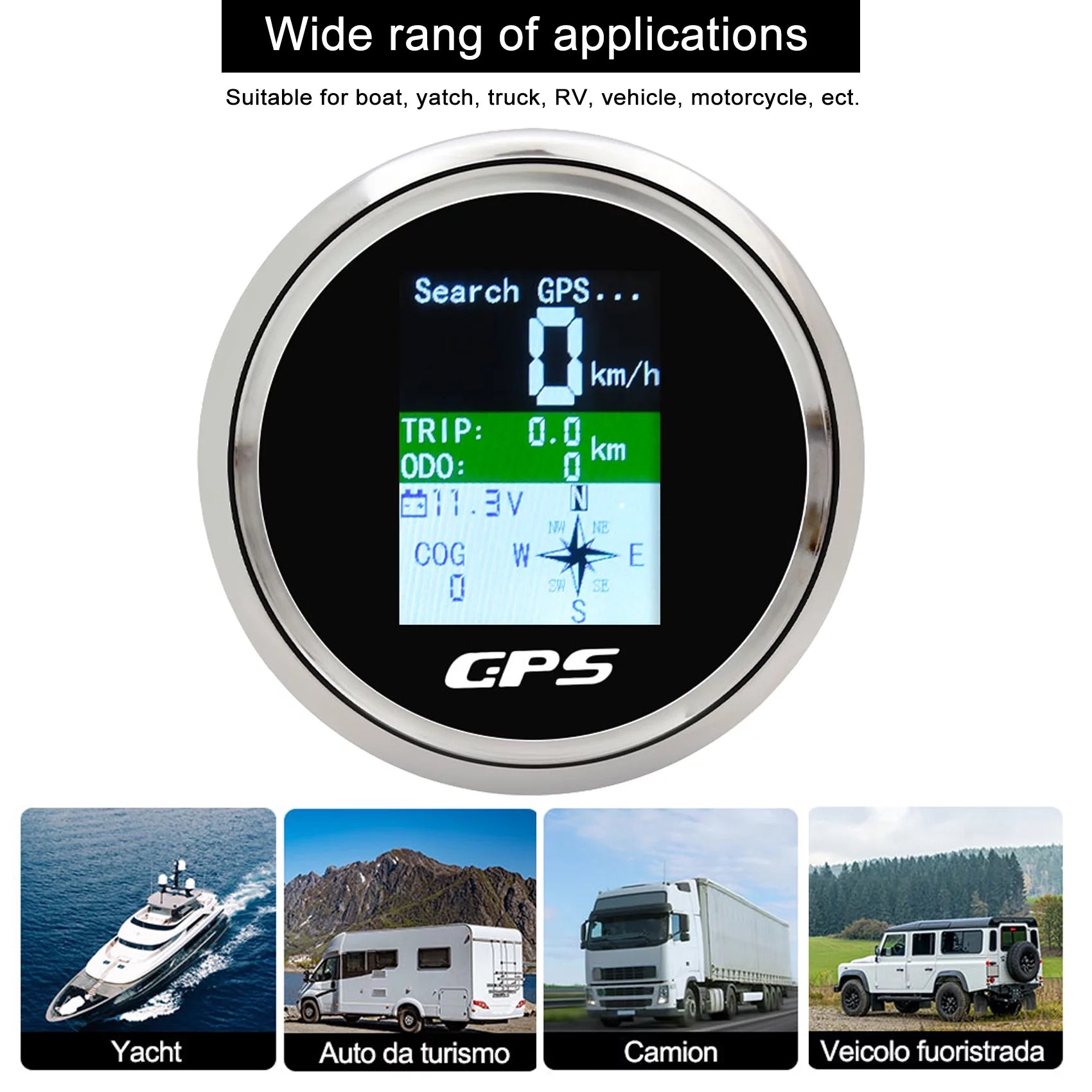 85mm LCD Digital GPS Speedometer Odometer Gauge N73705