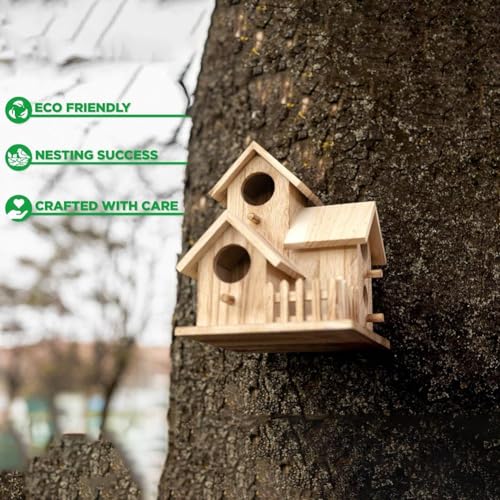 4 Hole Wooden Bird House C987
