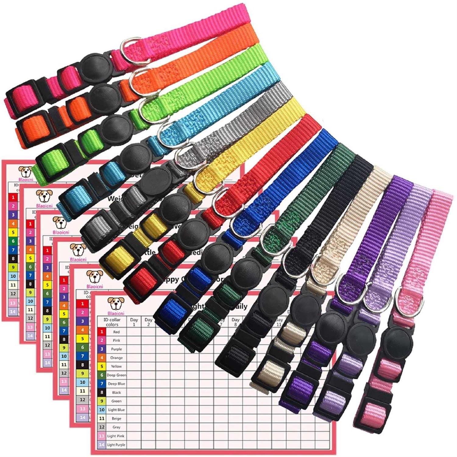 14 PCS Soft Nylon Adjustable Breakaway Safety Whelping Litter Collars C411653