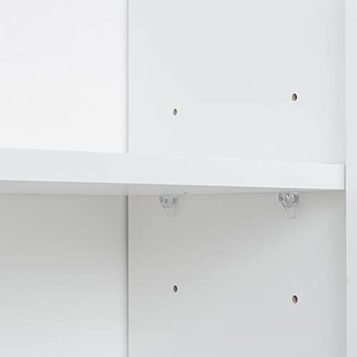 White 39" W Tall Freestanding Wood Wardrobe Armoire with Doors and Storage Shelves K770029
