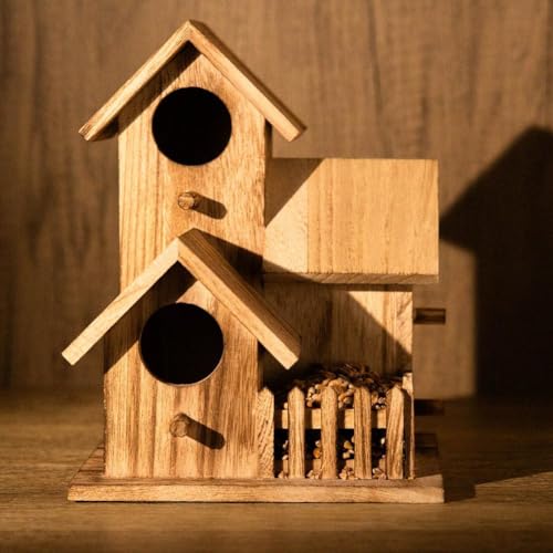 4 Hole Wooden Bird House C987
