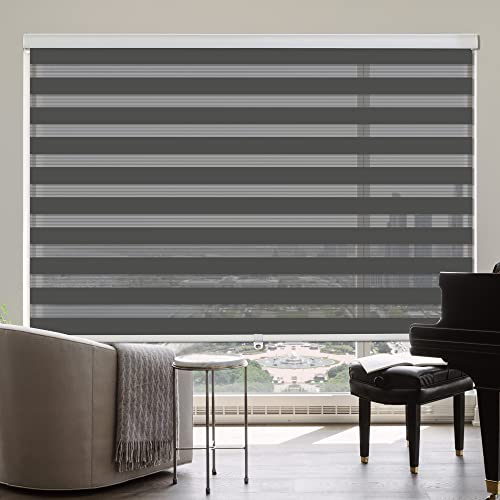 White 24" W x 72" H Cordless Zebra Roller Blinds N128390
