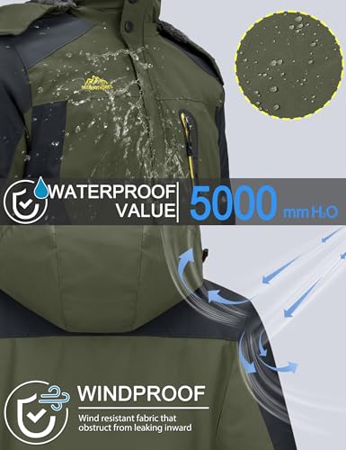 Men's Waterproof Snowboard Fleece Lining Jacket with Hooded T115769