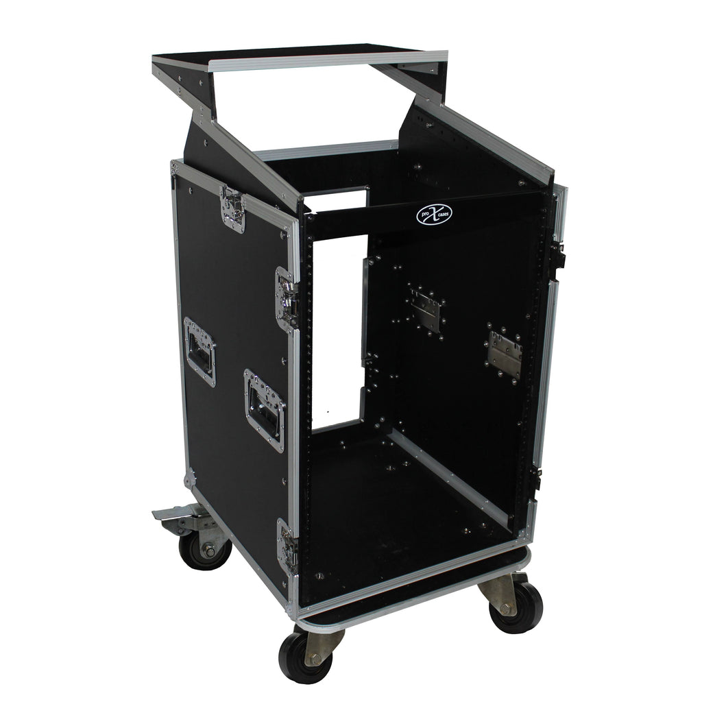 16U Rack x 10U Top Mixer DJ Combo Flight Case with Laptop Shelf P69014