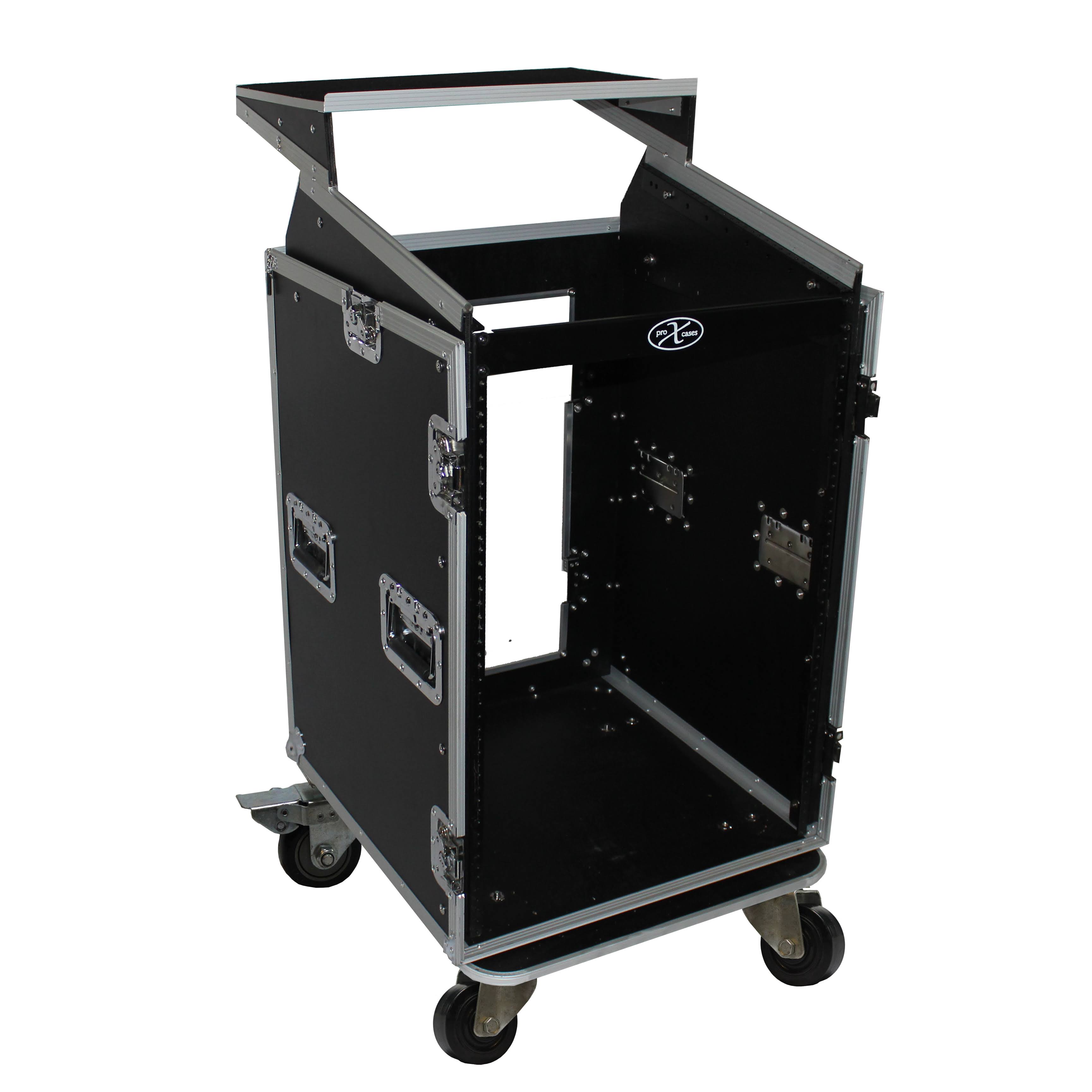 16U Rack x 10U Top Mixer DJ Combo Flight Case with Laptop Shelf P69014