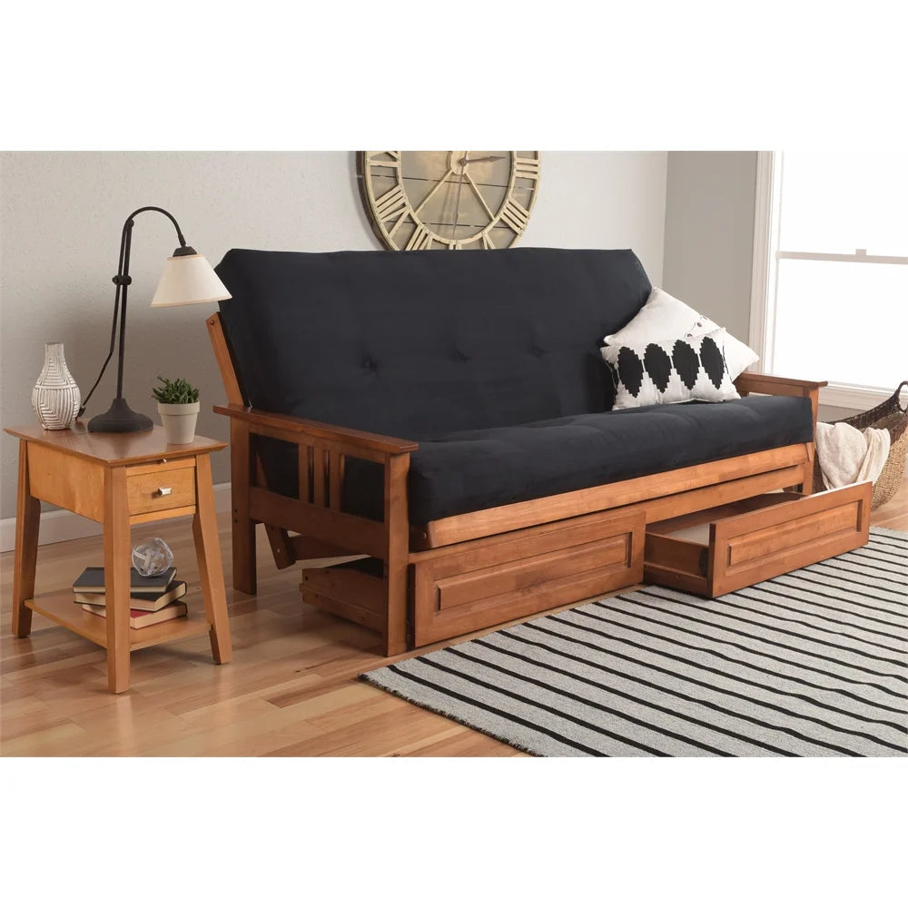 Futon with Suede Fabric Mattress in Black P92272