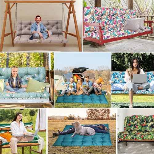 Waterproof Porch Swing Cushion with Backrest and Ties (40 * 60 in) I478246
