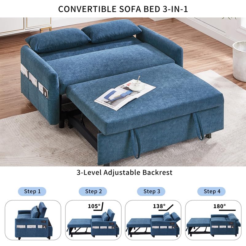 Grey Microfiber Convertible Sofa Bed Chair E758