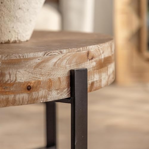 Natural & Gold Solid Wood Round Coffee Table R64744