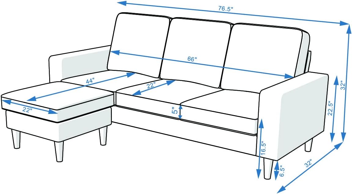 Convertible Sectional L-Shaped Fabric Sofa C136713