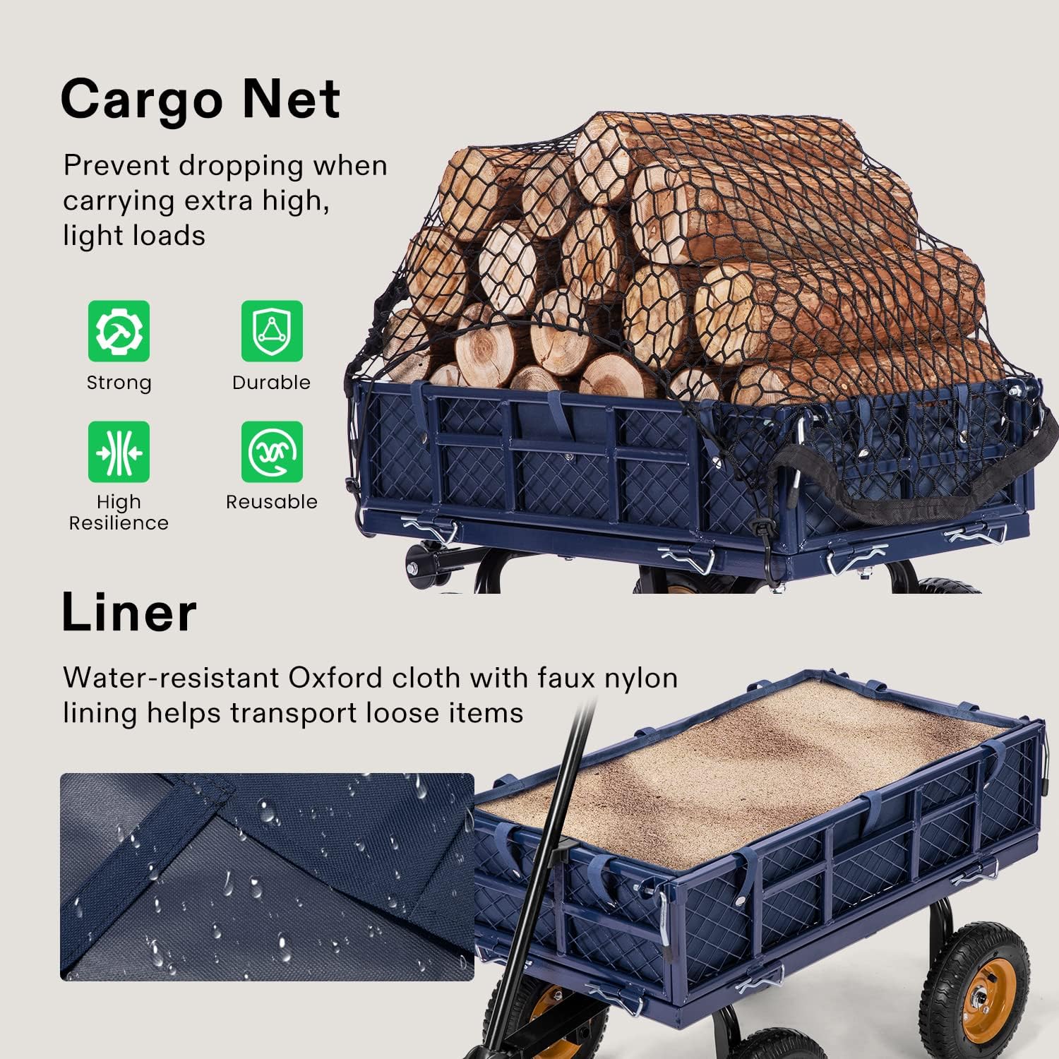 Heavy-Duty Steel Garden Cart with Removable Sides G75915