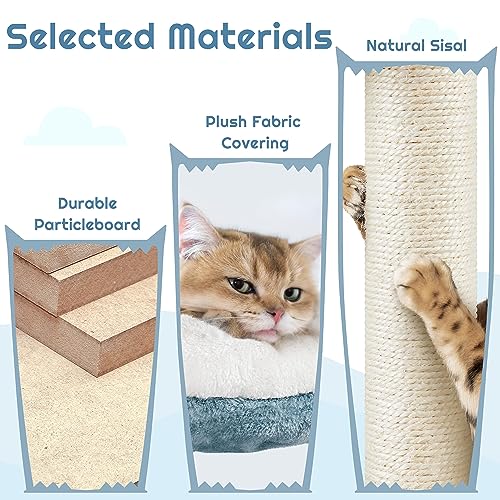 Ocean-Themed Cat Tree Multi-Level Cat Tower Plush Cat Furniture V11060