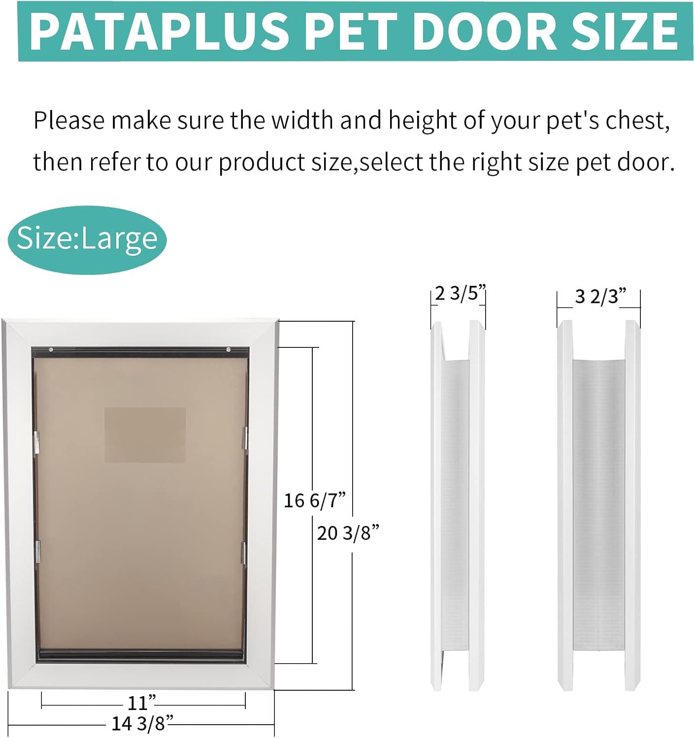 Large Pet Door Aluminum Dog Door Cat Door with Slide-in Lock Panel and Magnetic Flaps O208