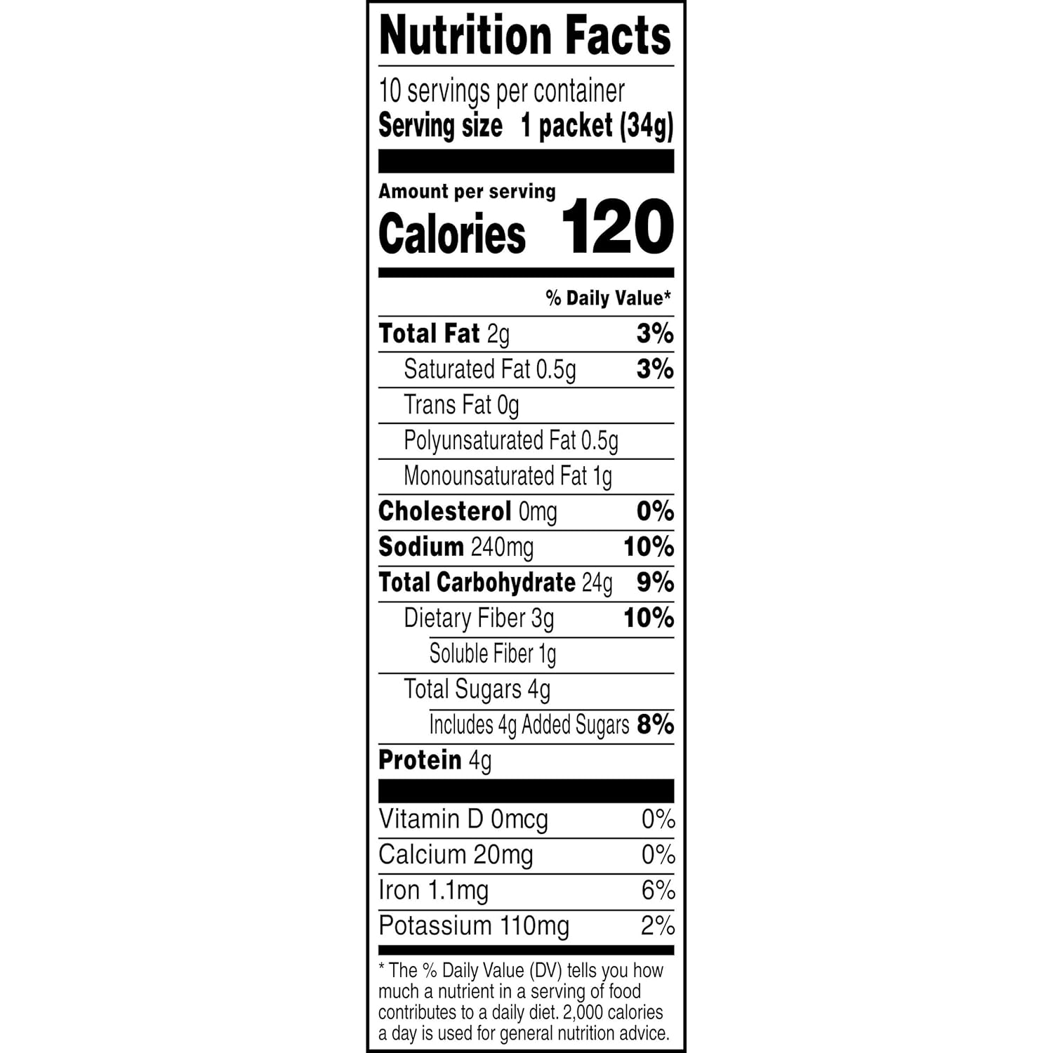 Instant Oatmeal Maple Brown Sugar 10 Ct F54032