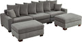 Modular 5-Seater Couch L&U Shape Sectional Sofa Corduroy Fabric Y276