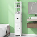 White Freestanding Tall Bathroom Cabinet with Door and Adjustable Shelf and 2 Drawers X41692