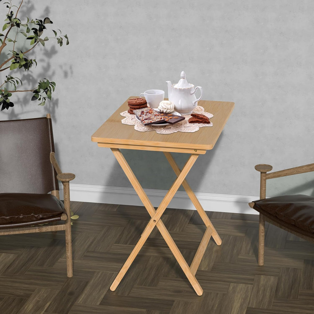 Folding TV Tray Table Set of 2, Bamboo F5543