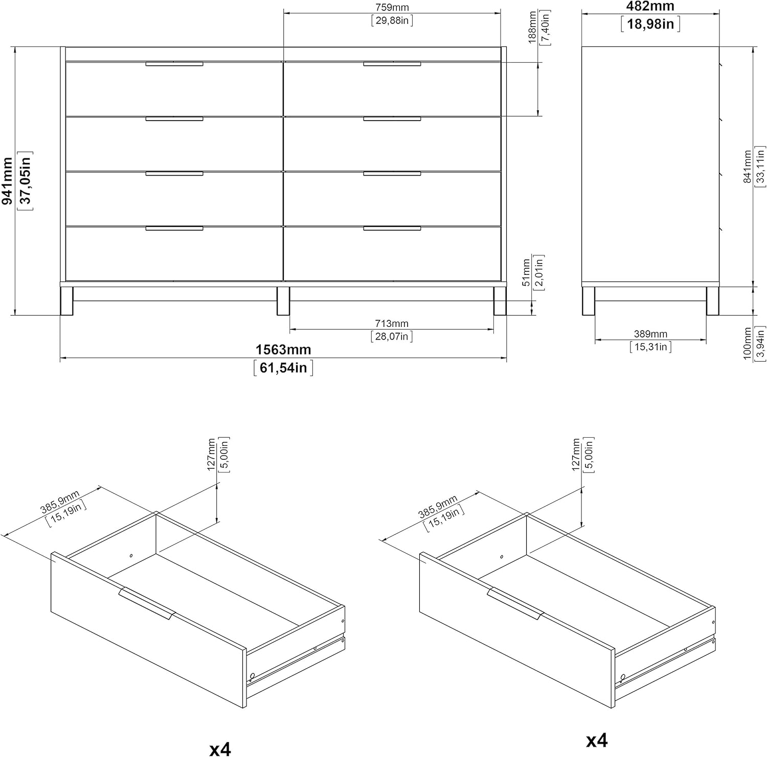 8 Drawer Double Dresser Dark Chocolate N98213