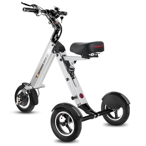 Electric Scooter 3 Wheels Foldable Trike with Seat, Light Weight, 10 Inch Pneumatic Tires I6085