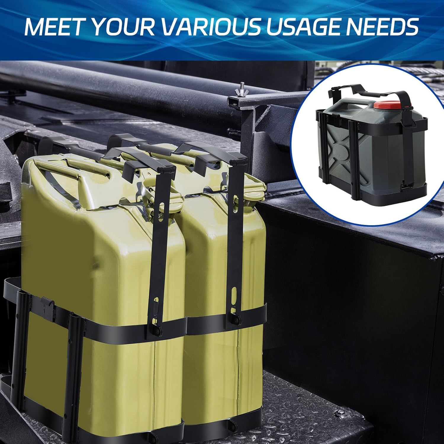2 Pcs 5 Gallon 20 Liter Metal Lockable Jerry Can Mount Holder Black B61730