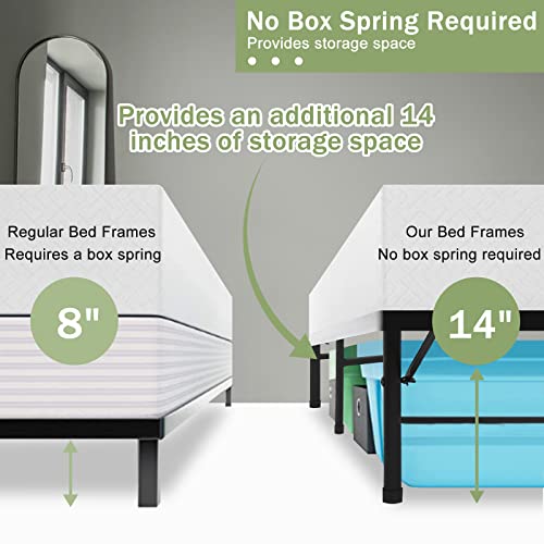 14 Inch Black Steel Twin Bed Frame M29844