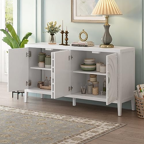 Black 4-Door Sideboard Cabinet with Adjustable Shelves F95320