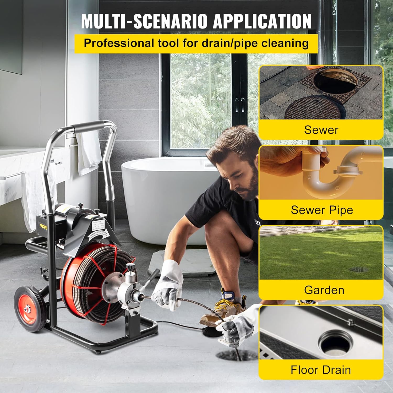 75 Ft x 3/8 Inch Open Drain Cleaning Machine X339