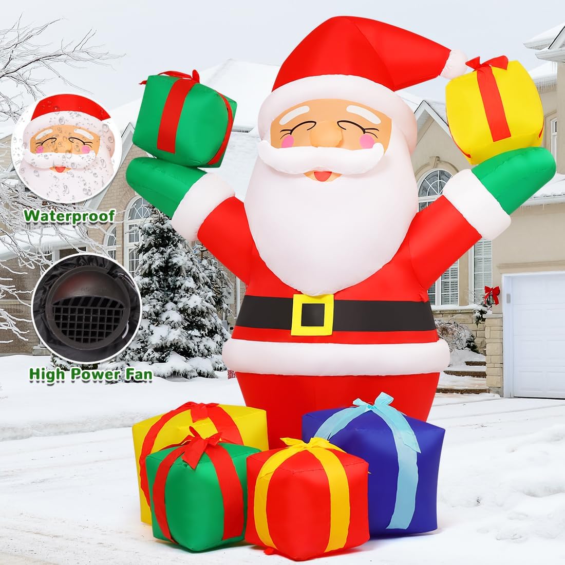 6 FT Christmas Santa Inflatables Outdoor Decorations with Built-in LEDs Y203321