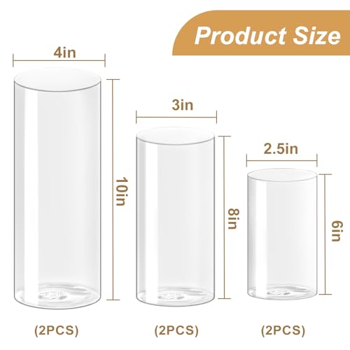 Clear Glass Cylinder Vases Set of 6 I574