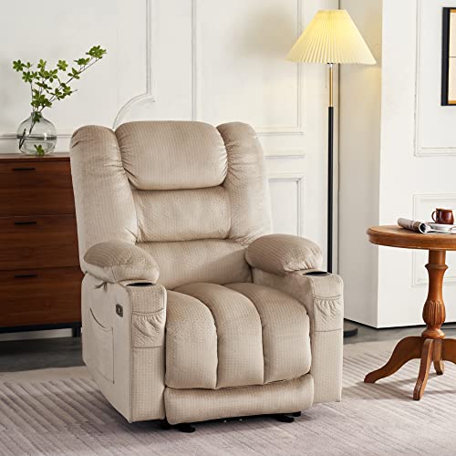 Large Dark Brown Electric Power Recliner Chair with Heat and Massage H406