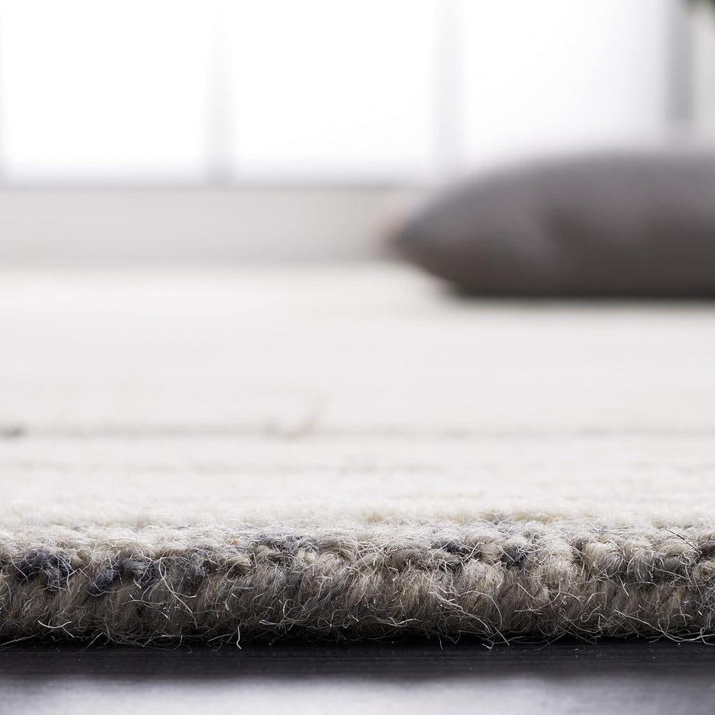 Grey & Ivory 8' x 10' Handmade Wool Area Rug N99495