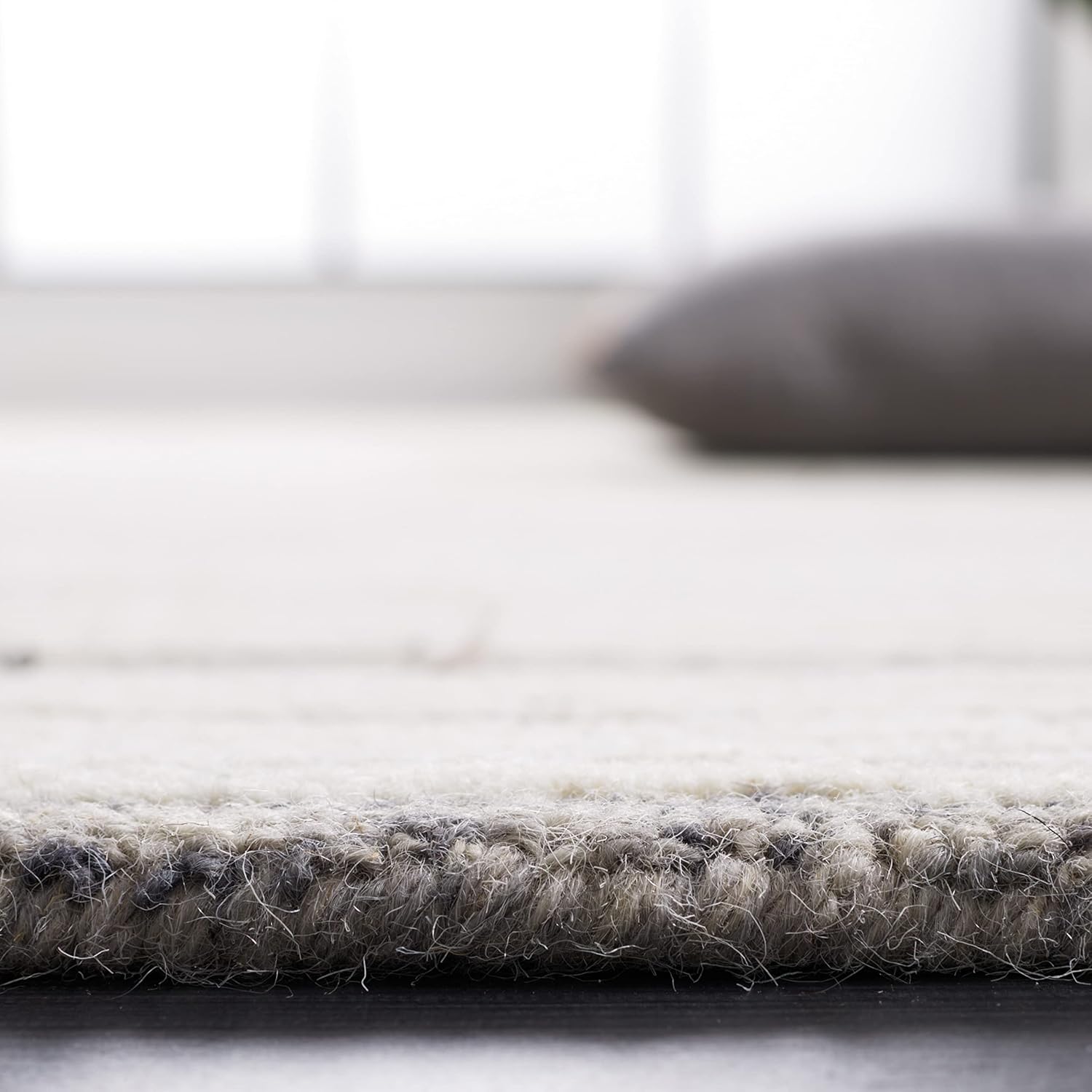 Grey & Ivory 8' x 10' Handmade Wool Area Rug N99495