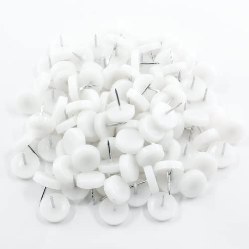 100pcs 18mm White Nylon Furniture Sliders T33354