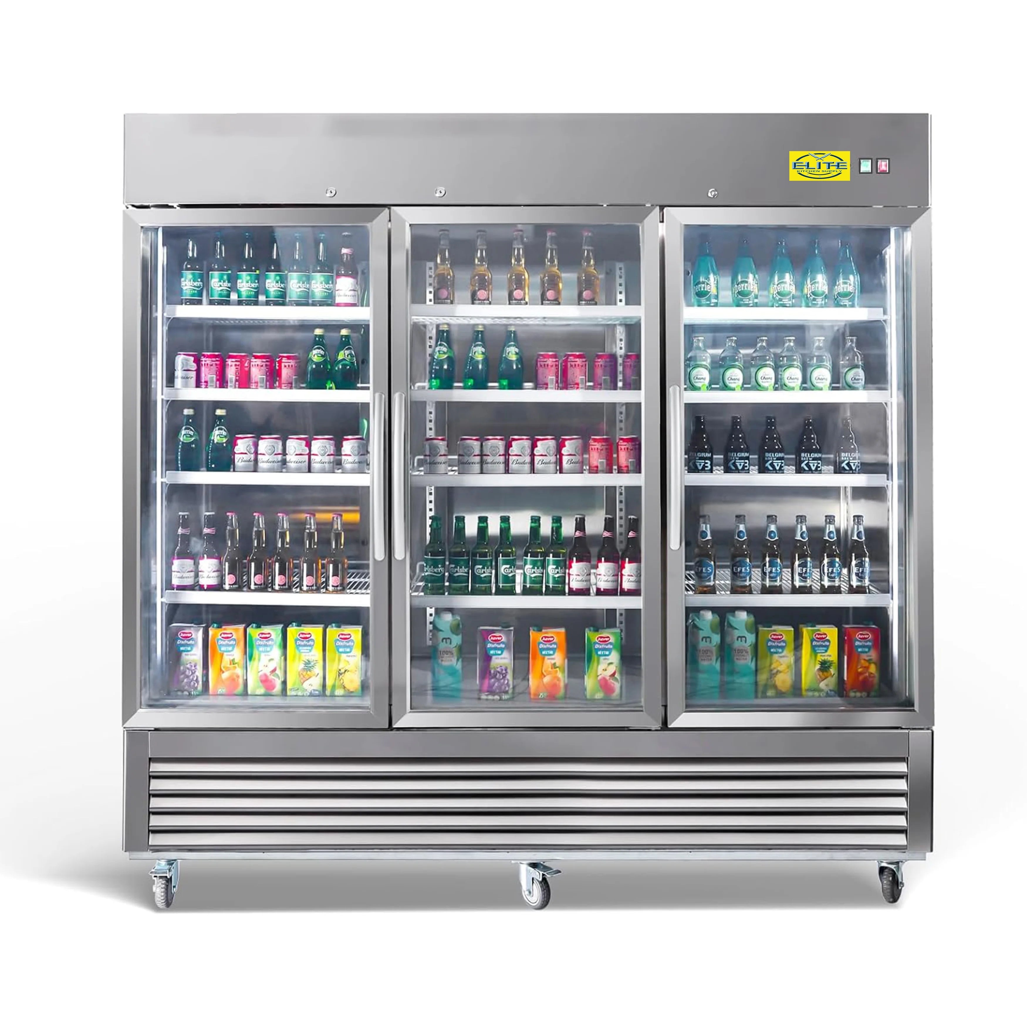 Three Glass Door Upright Reach-In Stainless Steel Commercial Refrigerator, 72 Cu. ft. S29101