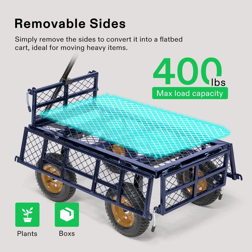 Heavy-Duty Steel Garden Cart with Removable Sides G75915