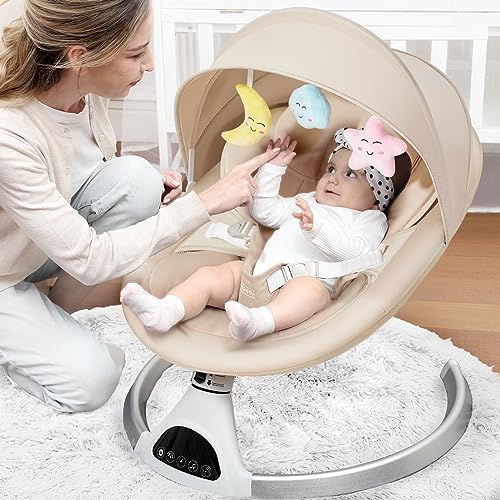 Pink Motorized Baby Swing with Bluetooth Music Speaker T248