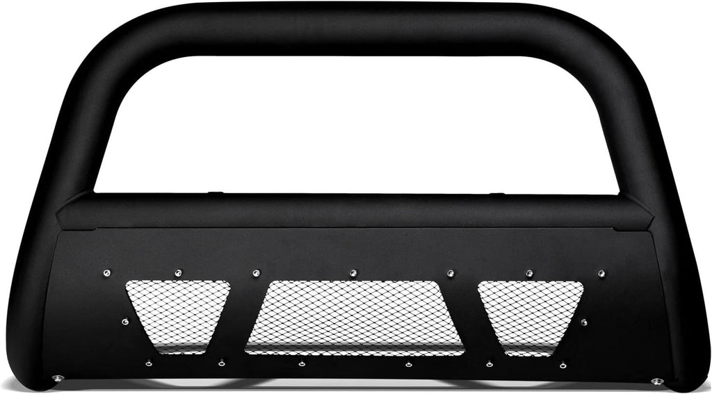 Matte Black Mesh Bull Bar Brush Push Front Bumper Grill Guard With Skid Plate T868