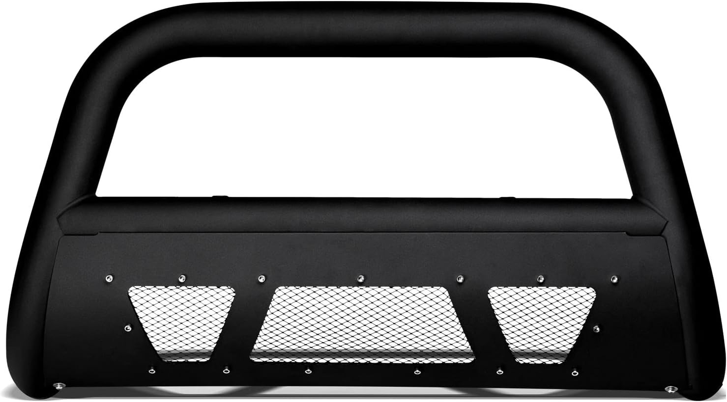 Matte Black Mesh Bull Bar Brush Push Front Bumper Grill Guard With Skid Plate T868