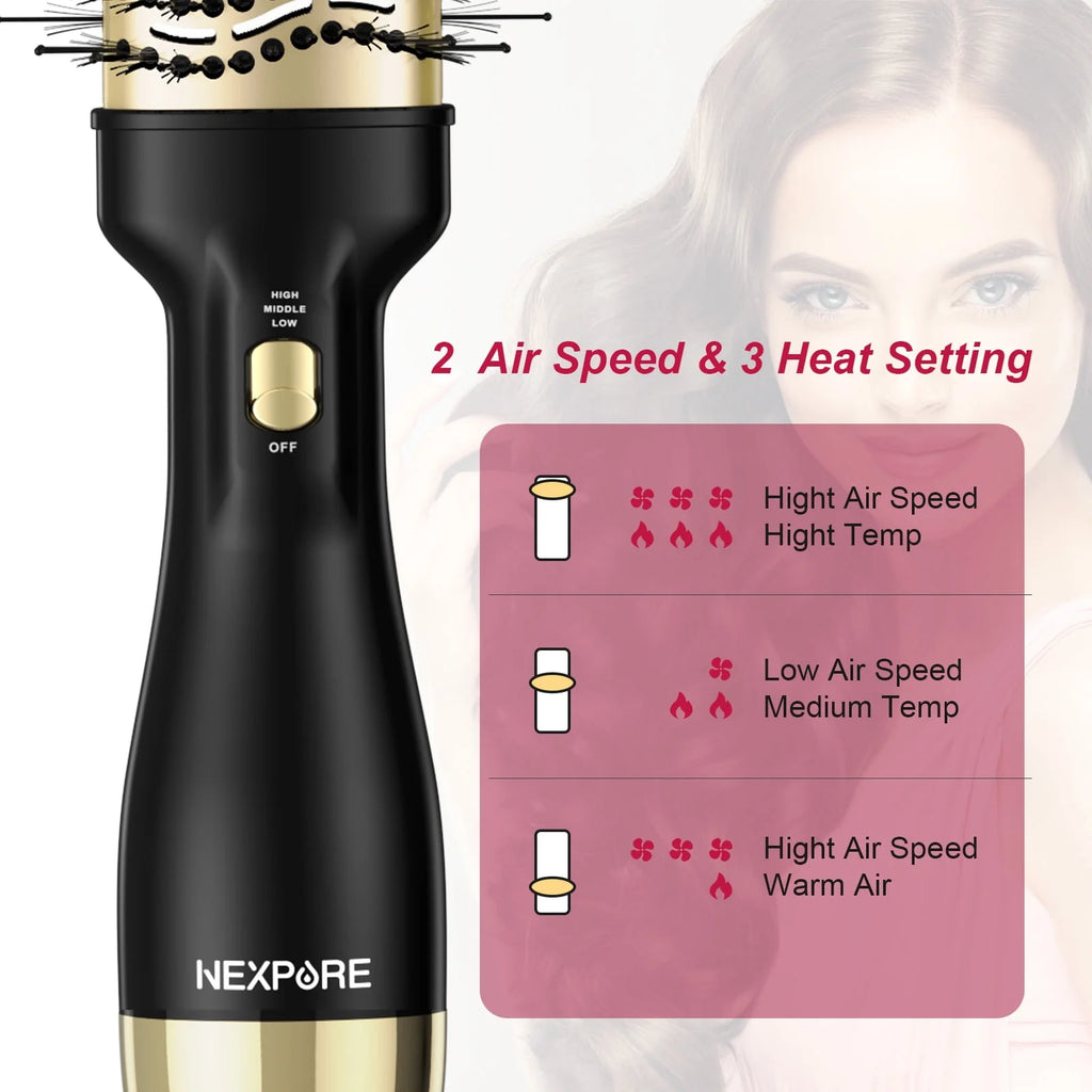 4 in 1 Hair Dryer Brush with Negative Ion Ceramic Titanium Barrel P5852