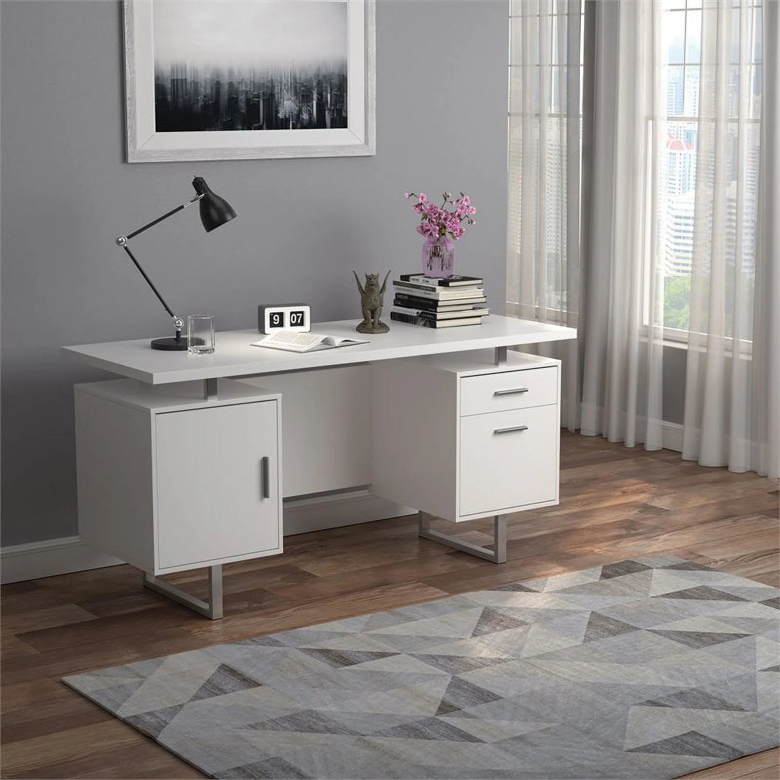 White Gloss Office Desk A518073