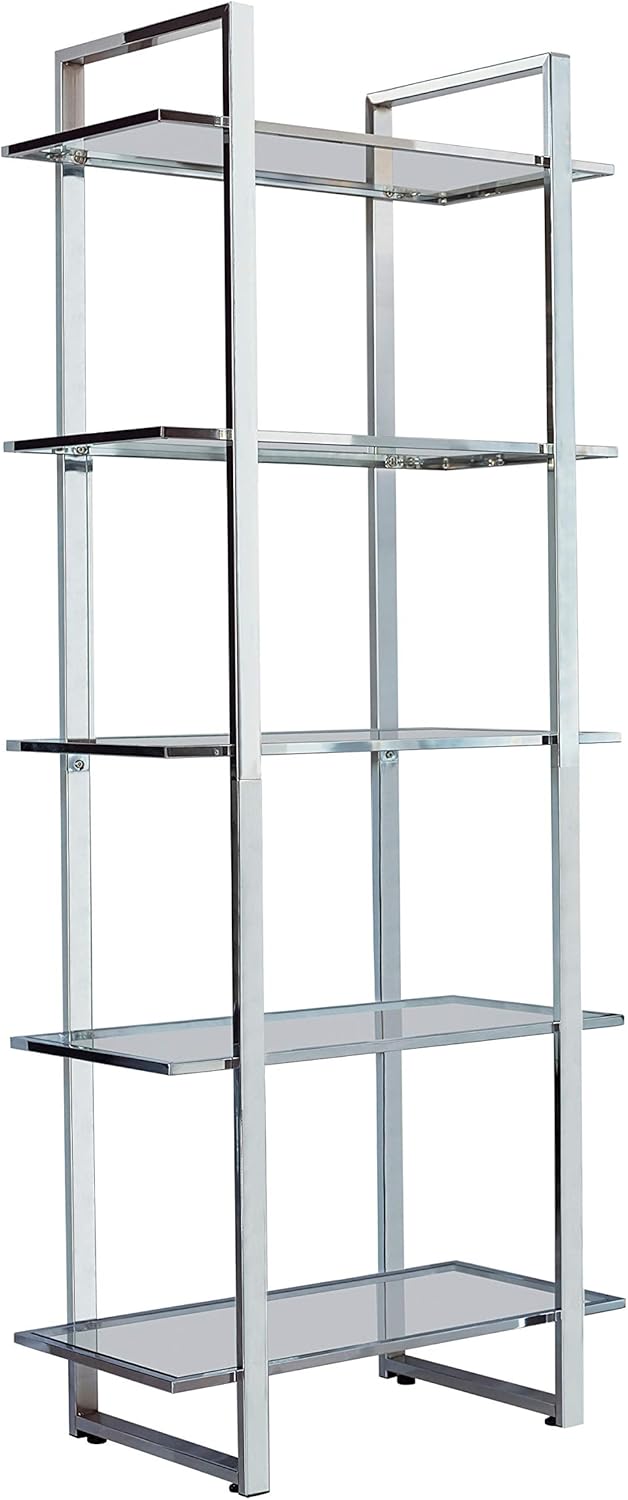 Chrome Glass Shelf Bookcase X556