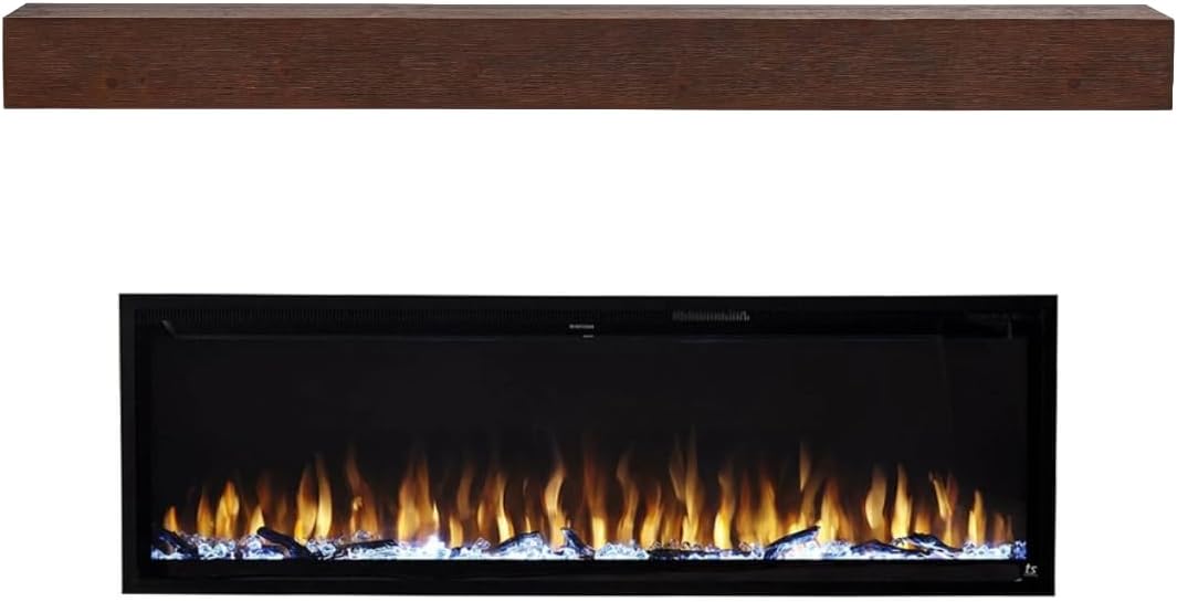 60 Inch Smart Electric Fireplace and 72 Inch Espresso Wood Mantel P340