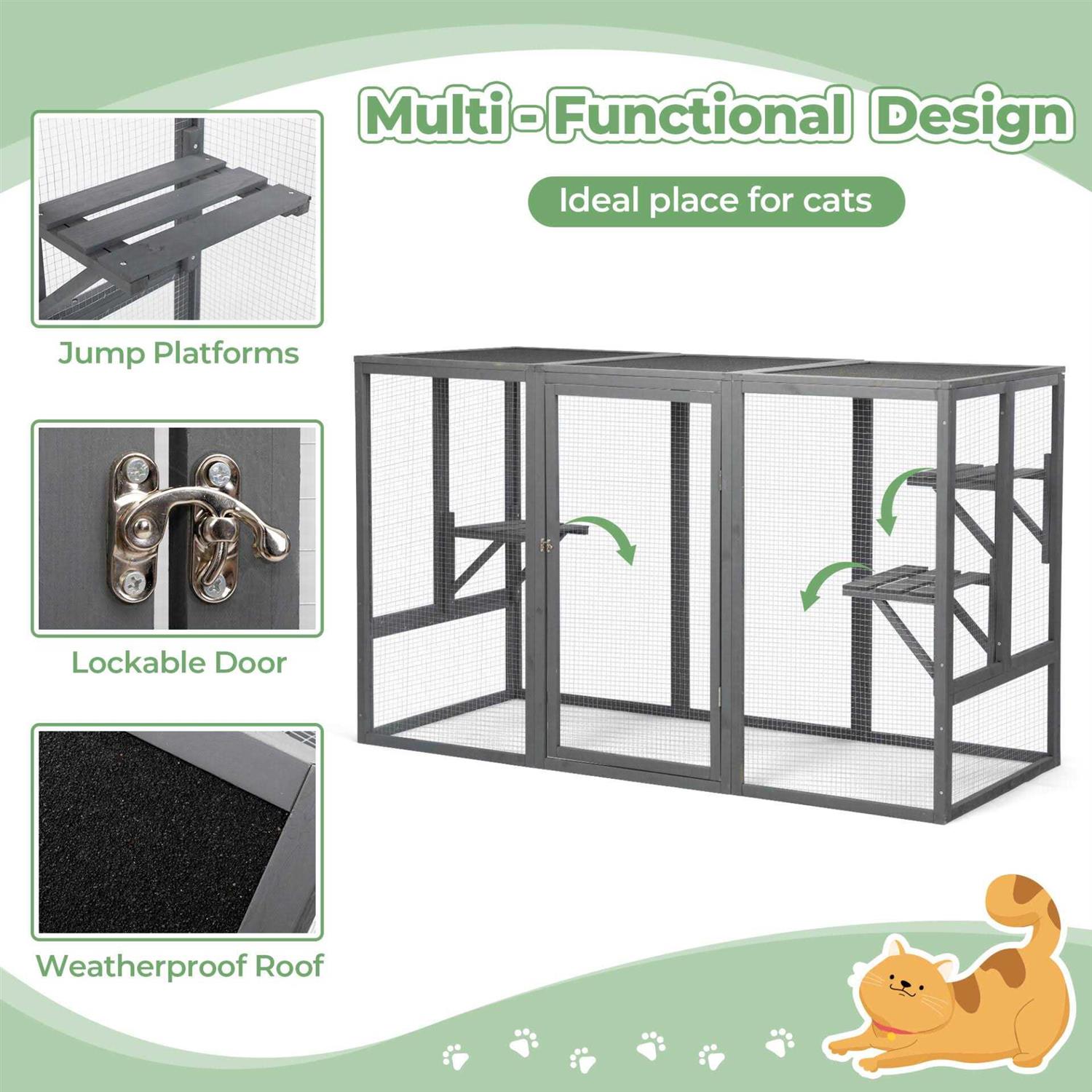 Wooden Outdoor Cat Enclosure Run Playpen Catio P999